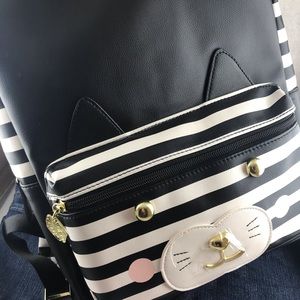 Betsy Johnson Striped LBLEO Black/White Backpack.